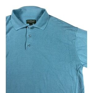 Norm Thompson Mens XXL Teal Blue Knit Short Sleeve Polo Shirt Ribbed Hem XXL